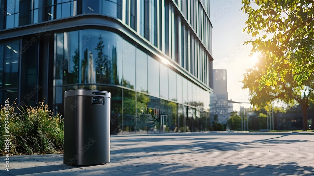 Poster solar-powered smart waste bin with real-time data for efficient urban waste management