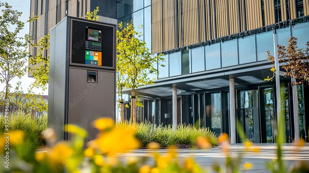Aufkleber solar-powered smart waste bin with real-time data display for efficient urban waste management
