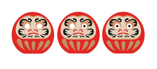 Vector illustration of a Japanese Daruma doll, a symbol of perseverance and a talisman of good luck. They are given for the New Year without eyes, one eye is painted when setting a goal, and the other