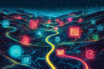 Fototapeta premium Pathways to Knowledge, Digital Literacy