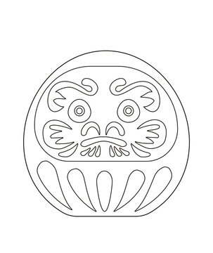 recommend clip art: Coloring page. Outline vector illustration of Japanese Daruma doll with two eyes