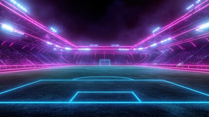 Futuristic Soccer Stadium with Neon Lights