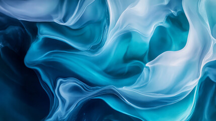 Fototapeta premium Cool fluid colors of blue and teal flow smoothly around the edges of the frame, creating a calming, abstract design with soft curves and gradient transitions.