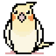 ドット絵, アニマルイラスト, オカメインコ, ルチノー