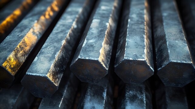 Lead metal bars captured in close-up photography, showcasing dull gray surfaces and industrial raw materials with environmental hazard symbolism in a macro detail style.