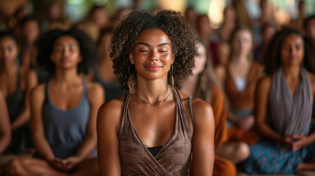 20240916213146list 103 A diverse group of yoga practitioners, including people of different ages, body types, and abilities, meditating together in a peaceful studio