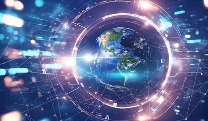 Digital cyber technology concept. hand touching data