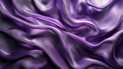 Obraz premium Dynamic waves of silk in deep purple and silver, flowing across the background with soft highlights, creating an abstract yet luxurious atmosphere.