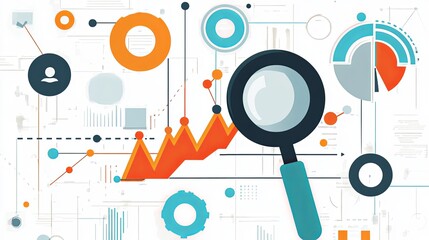 Obraz premium Minimalist SEO strategy illustration with clean design, focusing on clear visual elements of search engine optimization. 