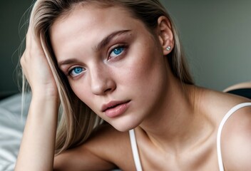 Fototapeta premium woman, beauty, face, hair, eyes