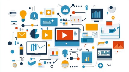 Minimalist SEO strategy illustration with clean design, focusing on clear visual elements of search engine optimization. 