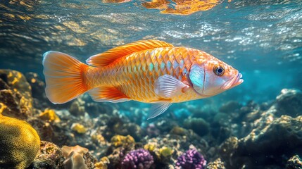 Fototapeta premium A fish is swimming in the ocean