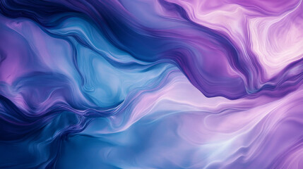 Fototapeta premium Fluid blues and purples flow around the frame, creating a calming abstract composition with smooth, organic shapes and subtle gradient transitions.