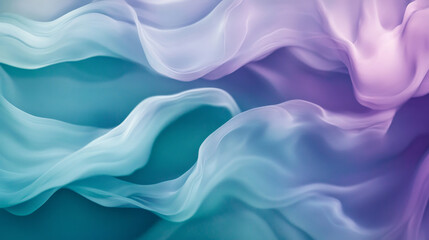 Fototapeta premium Fluid gradients of teal and purple blend seamlessly around the frame, creating a cool, abstract composition with organic, flowing shapes and soft transitions.