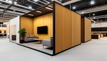 Modern workspace, elegant wooden design and comfortable seating for a collaborative environment.