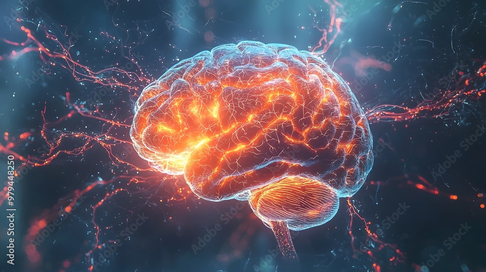 Aufkleber glowing brain-computer fusion:seamless neural connectivity powering innovation