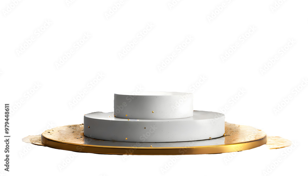 Aufkleber minimalistic abstract 3d platform podium splashes on a white isolated background. generative ai.