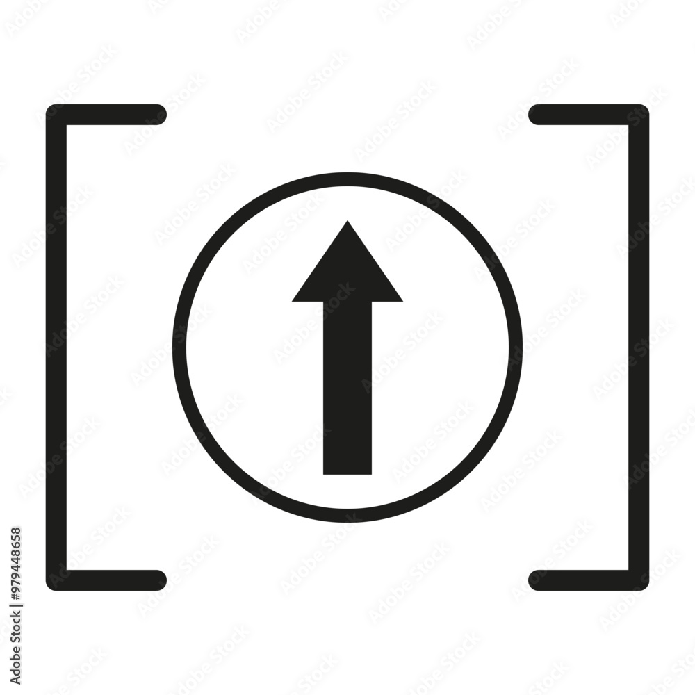 Poster arrow icon inside circle. simple upload symbol with minimal frame. abstract vector graphic. bold geo