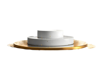 Minimalistic abstract 3d platform podium Splashes on a white isolated background. Generative AI.