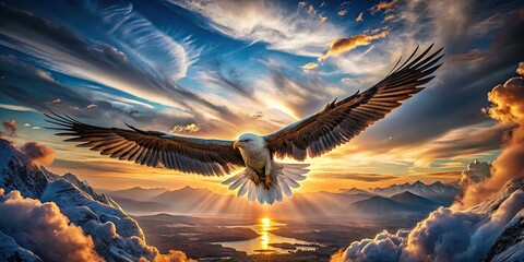 breathtaking epic grandeur freedom concept soaring wings movement panorama dramatic