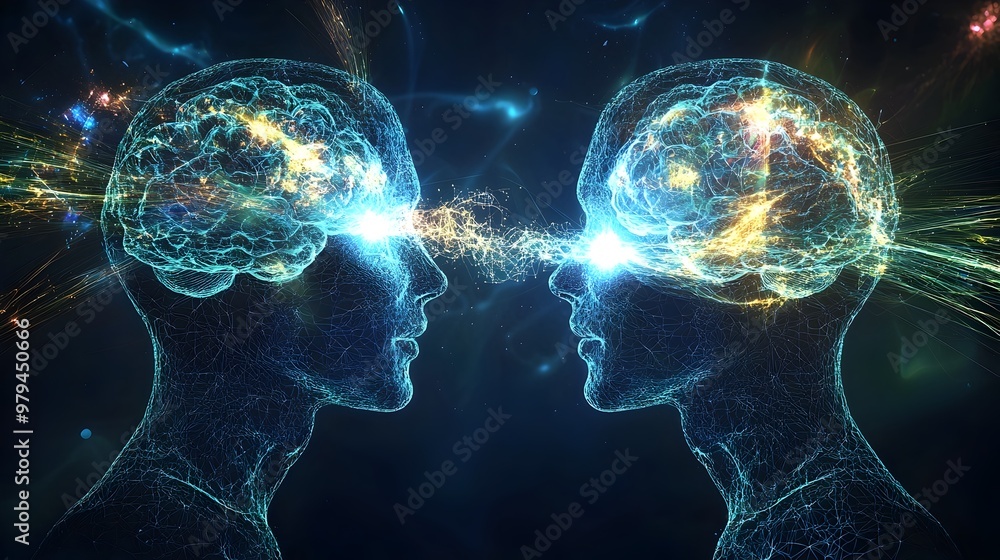 Poster brain-to-brain communication via futuristic digital signals flowing between minds