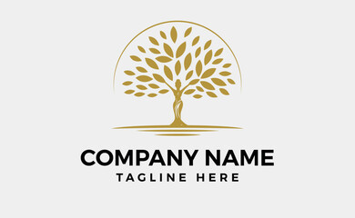 Woman nature tree beauty logo. tree vector illustration with circle and silhouette woman shape.
