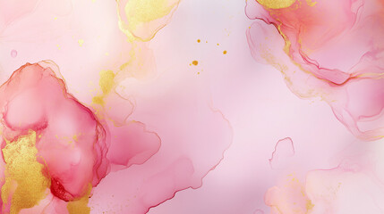 Golden Blush Abstract Art: A captivating abstract artwork featuring delicate pink and gold hues, flowing together in a mesmerizing blend of colors.