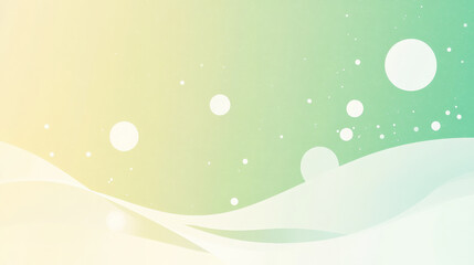 Minimalist gradient from light green to pastel yellow, with floating white and transparent circles softly scattered across the abstract design.