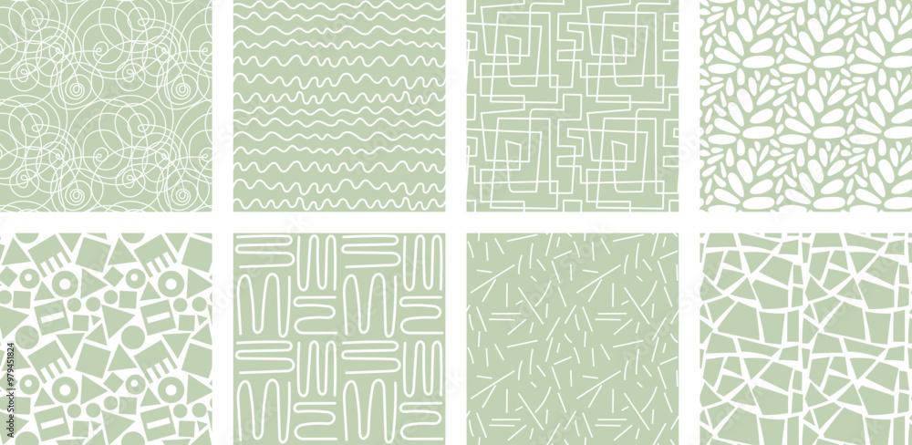 Poster neutrals color abstract seamless pattern set. endless graphic linear basic shapes print. trendy neut