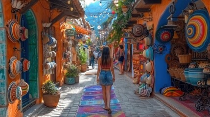 Fototapeta premium Colorful Moroccan Market Street