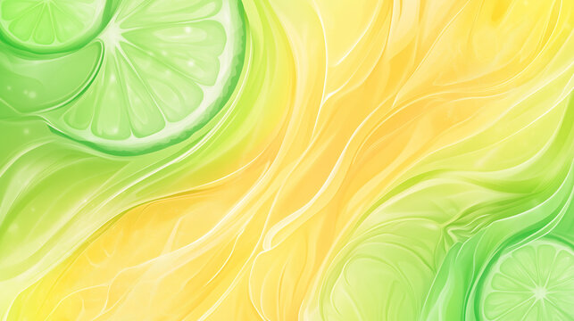 Lime & Lemon Swirl Abstract:  A vibrant abstract background featuring swirls of lime and lemon colors, reminiscent of citrus juice. Perfect for summery designs, food and beverage branding.