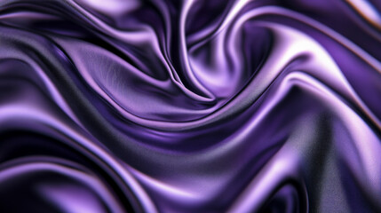 Obraz premium Silky smooth fabric in deep violet and rich silver, folding and swirling in an abstract pattern with soft reflections and glossy highlights.