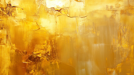 Naklejka premium Golden Abstract Art: A mesmerizing abstract painting with vibrant gold hues and textured brushstrokes, evoking a sense of warmth, luxury, and dynamism. 