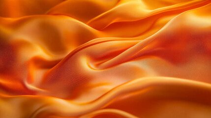 Obraz premium Smooth waves of silk in shades of deep orange and gold, creating an abstract background with rich, fluid textures and soft highlights.