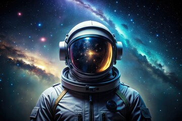 starry night sky cosmic galaxy futuristic technology astronaut helmet stunning visually striking modern minimalist design innovative tech company branding