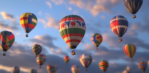 Obraz premium Colorful Hot Air Balloons Soaring Through the Sky