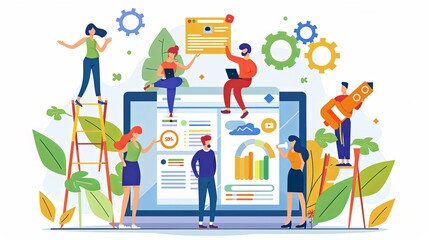 Minimalist search marketing concept illustration with blank creative space for additional design elements or text, representing digital marketing strategies, SEO optimization