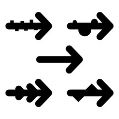 Black abstract arrows set, vector illustration.