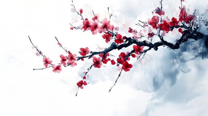 Vibrant Spring Bloom of Delicate Pink Cherry Blossom Tree Branches