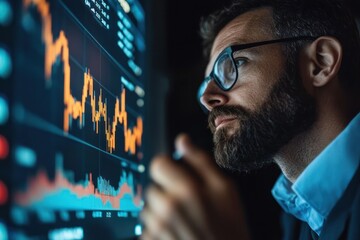 Man analyzing financial data on screens