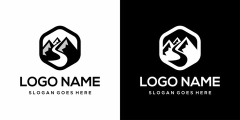 hexagonal river valley peak logo