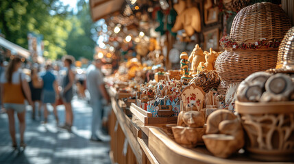 Selling various souvenirs at the Oktoberfest festival.