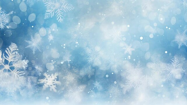 winter blue and white background with snowflakes