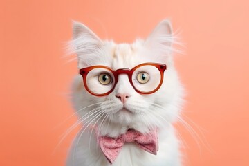 Cat glasses portrait mammal.