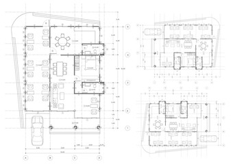 Fototapeta premium Floor plan designed building on the drawing.