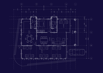 Fototapeta premium Floor plan designed building on the drawing.