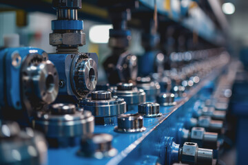 Fototapeta premium Engineer checking metal components at the machine receptacle in the factory.