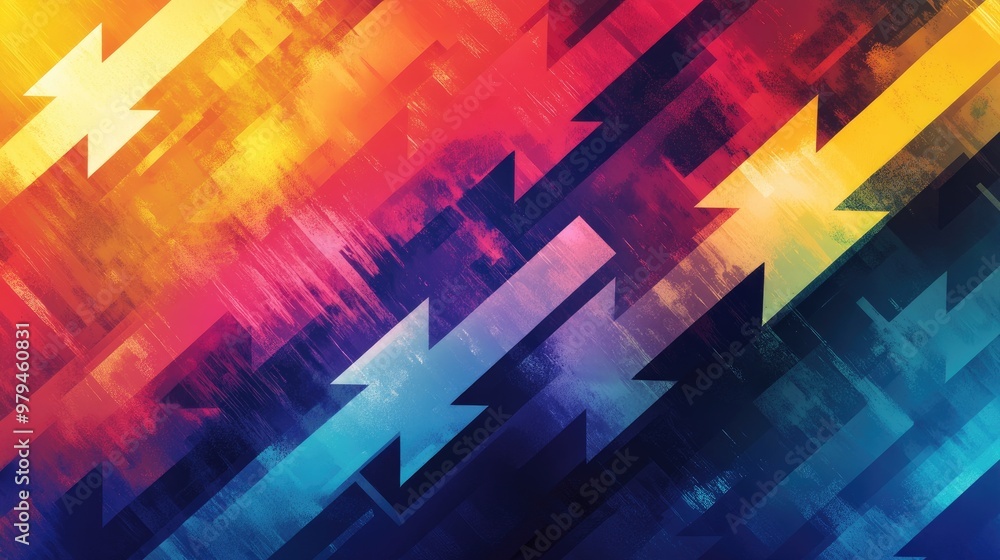 Poster a colorful gradient of arrows arranged in a flowing pattern, each pointing towards progress and chan