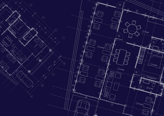 Fototapeta premium Floor plan designed building on the drawing.
