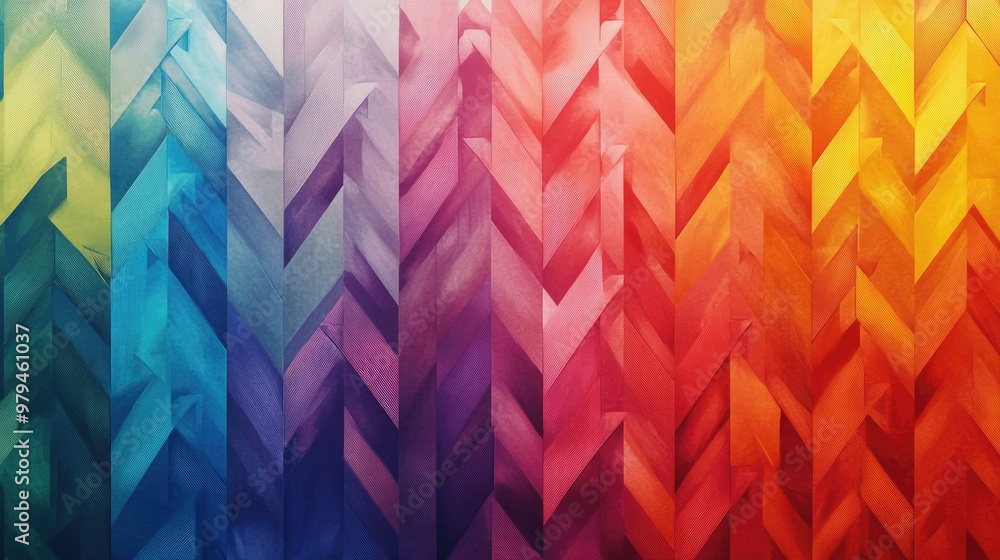 Poster a colorful gradient of arrows arranged in a flowing pattern, each pointing towards progress and chan